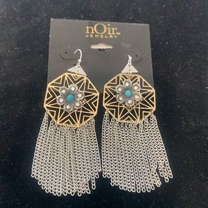 Silver & Gold with Rhinestones and Turquoise color Earrings